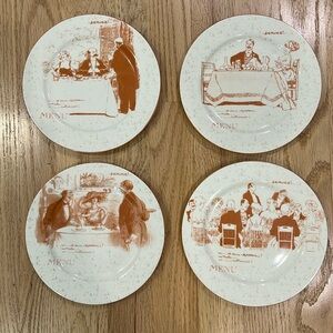 4 Sabatier French Menu Style Fine China 7" Dessert Appetizer Bread Plates